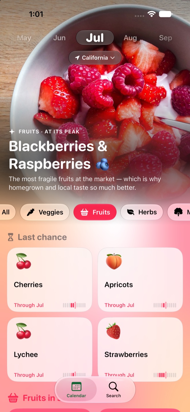 Fruits at their last chance in July